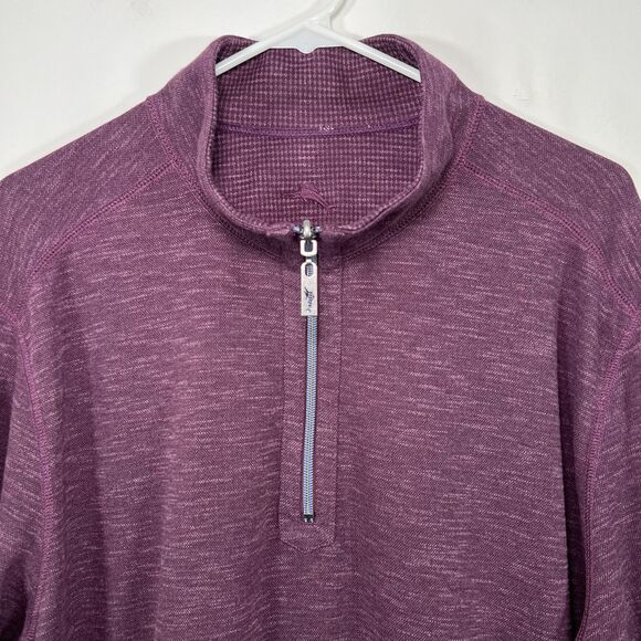 Tommy Bahama 1/4 Zip Pullover Sweater Mens Size XL Plum Purple Cotton Poly Blend - Picture 2 of 12
